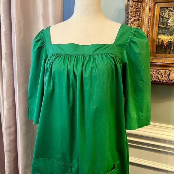 EUC Sonia by Sonia Rykiel Green Square Neck Babydoll Dress Size T3 or US Size 10 - Picture 3 of 5